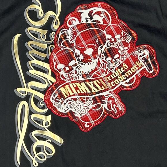 Southpole Hexagon Product Skulls Shirt Mens XL Button Up Black Big Logo NEW - Picture 9 of 9